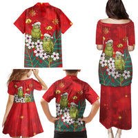 New Zealand Kakapo Christmas Family Matching Puletasi and Hawaiian Shirt Owl Parrot Santa Sliver Fern Manuka - Red LT14 - Polynesian Pride