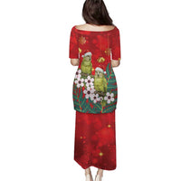 New Zealand Kakapo Christmas Family Matching Puletasi and Hawaiian Shirt Owl Parrot Santa Sliver Fern Manuka - Red LT14 - Polynesian Pride