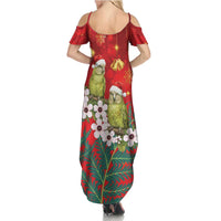 New Zealand Kakapo Christmas Family Matching Summer Maxi Dress and Hawaiian Shirt Owl Parrot Santa Sliver Fern Manuka - Red LT14 - Polynesian Pride
