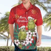 New Zealand Kakapo Christmas Hawaiian Shirt Owl Parrot Santa Sliver Fern Manuka - Red - Polynesian Pride
