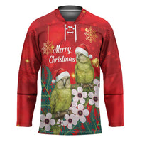 New Zealand Kakapo Christmas Hockey Jersey Owl Parrot Santa Sliver Fern Manuka - Red LT14 Unisex Red - Polynesian Pride