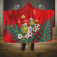 New Zealand Kakapo Christmas Hooded Blanket Owl Parrot Santa Sliver Fern Manuka - Red - Polynesian Pride