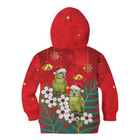 New Zealand Kakapo Christmas Kid Hoodie Owl Parrot Santa Sliver Fern Manuka - Red - Polynesian Pride
