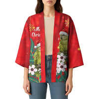 New Zealand Kakapo Christmas Kimono Owl Parrot Santa Sliver Fern Manuka - Red - Polynesian Pride