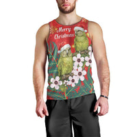 New Zealand Kakapo Christmas Men Tank Top Owl Parrot Santa Sliver Fern Manuka - Red - Polynesian Pride