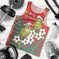 New Zealand Kakapo Christmas Men Tank Top Owl Parrot Santa Sliver Fern Manuka - Red - Polynesian Pride
