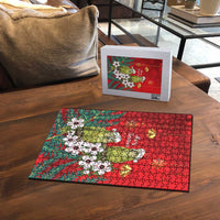 New Zealand Kakapo Christmas Puzzle Owl Parrot Santa Sliver Fern Manuka - Red - Polynesian Pride