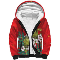 New Zealand Kakapo Christmas Sherpa Hoodie Owl Parrot Santa Sliver Fern Manuka - Red - Polynesian Pride