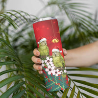 New Zealand Kakapo Christmas Skinny Tumbler Owl Parrot Santa Sliver Fern Manuka - Red - Polynesian Pride