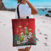 New Zealand Kakapo Christmas Tote Bag Owl Parrot Santa Sliver Fern Manuka - Red - Polynesian Pride