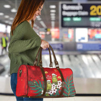 New Zealand Kakapo Christmas Travel Bag Owl Parrot Santa Sliver Fern Manuka - Red - Polynesian Pride