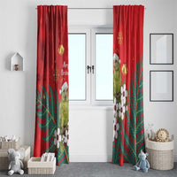 New Zealand Kakapo Christmas Window Curtain Owl Parrot Santa Sliver Fern Manuka - Red - Polynesian Pride