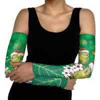 New Zealand Kakapo Christmas Arm Sleeves Owl Parrot Santa Sliver Fern Manuka - Green - Polynesian Pride