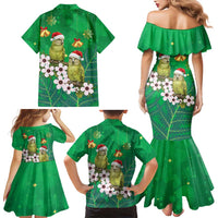 New Zealand Kakapo Christmas Family Matching Mermaid Dress and Hawaiian Shirt Owl Parrot Santa Sliver Fern Manuka - Green LT14 - Polynesian Pride