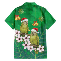 New Zealand Kakapo Christmas Family Matching Short Sleeve Bodycon Dress and Hawaiian Shirt Owl Parrot Santa Sliver Fern Manuka - Green LT14 - Polynesian Pride