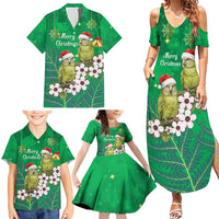 New Zealand Kakapo Christmas Family Matching Summer Maxi Dress and Hawaiian Shirt Owl Parrot Santa Sliver Fern Manuka - Green - Polynesian Pride