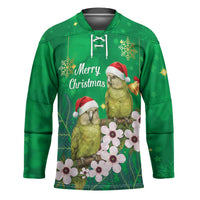 New Zealand Kakapo Christmas Hockey Jersey Owl Parrot Santa Sliver Fern Manuka - Green LT14 Unisex Green - Polynesian Pride