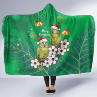 New Zealand Kakapo Christmas Hooded Blanket Owl Parrot Santa Sliver Fern Manuka - Green - Polynesian Pride