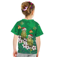 New Zealand Kakapo Christmas Kid T Shirt Owl Parrot Santa Sliver Fern Manuka - Green LT14 - Polynesian Pride