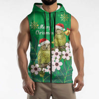 New Zealand Kakapo Christmas Sleeveless Zip Hoodie Owl Parrot Santa Sliver Fern Manuka - Green LT14 - Polynesian Pride