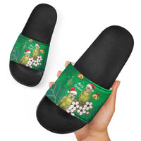 New Zealand Kakapo Christmas Slide Sandals Owl Parrot Santa Sliver Fern Manuka - Green LT14 - Polynesian Pride