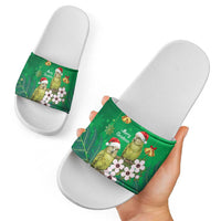 New Zealand Kakapo Christmas Slide Sandals Owl Parrot Santa Sliver Fern Manuka - Green LT14 - Polynesian Pride