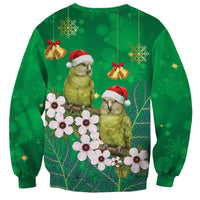 New Zealand Kakapo Christmas Sweatshirt Owl Parrot Santa Sliver Fern Manuka - Green - Polynesian Pride