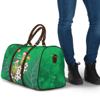 New Zealand Kakapo Christmas Travel Bag Owl Parrot Santa Sliver Fern Manuka - Green - Polynesian Pride