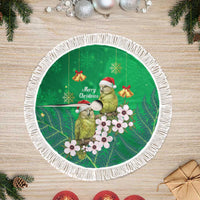 New Zealand Kakapo Christmas Tree Skirt Owl Parrot Santa Sliver Fern Manuka - Green - Polynesian Pride