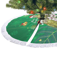 New Zealand Kakapo Christmas Tree Skirt Owl Parrot Santa Sliver Fern Manuka - Green - Polynesian Pride