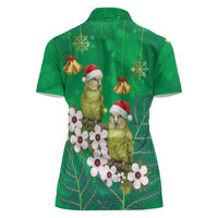 New Zealand Kakapo Christmas Women Polo Shirt Owl Parrot Santa Sliver Fern Manuka - Green LT14 - Polynesian Pride