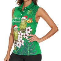 New Zealand Kakapo Christmas Women Sleeveless Polo Shirt Owl Parrot Santa Sliver Fern Manuka - Green - Polynesian Pride
