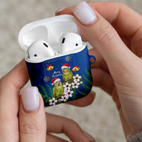 New Zealand Kakapo Christmas AirPods Case Owl Parrot Santa Sliver Fern Manuka - Blue - Polynesian Pride