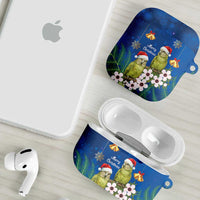 New Zealand Kakapo Christmas AirPods Case Owl Parrot Santa Sliver Fern Manuka - Blue - Polynesian Pride