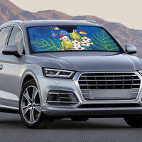 New Zealand Kakapo Christmas Auto Sun Shade Owl Parrot Santa Sliver Fern Manuka - Blue - Polynesian Pride