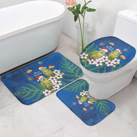 New Zealand Kakapo Christmas Bathroom Set Owl Parrot Santa Sliver Fern Manuka - Blue - Polynesian Pride