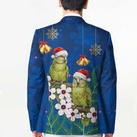 New Zealand Kakapo Christmas Blazer Owl Parrot Santa Sliver Fern Manuka - Blue - Polynesian Pride