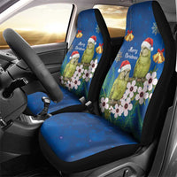 New Zealand Kakapo Christmas Car Seat Cover Owl Parrot Santa Sliver Fern Manuka - Blue - Polynesian Pride