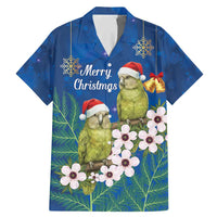 New Zealand Kakapo Christmas Family Matching Mermaid Dress and Hawaiian Shirt Owl Parrot Santa Sliver Fern Manuka - Blue - Polynesian Pride