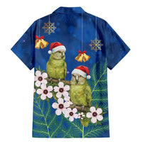 New Zealand Kakapo Christmas Family Matching Mermaid Dress and Hawaiian Shirt Owl Parrot Santa Sliver Fern Manuka - Blue - Polynesian Pride