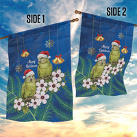 New Zealand Kakapo Christmas Garden Flag Owl Parrot Santa Sliver Fern Manuka - Blue - Polynesian Pride