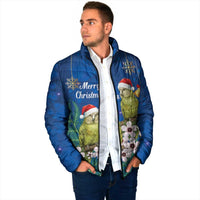 New Zealand Kakapo Christmas Padded Jacket Owl Parrot Santa Sliver Fern Manuka - Blue - Polynesian Pride