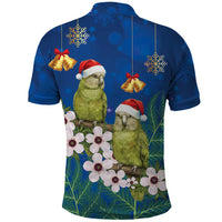 New Zealand Kakapo Christmas Polo Shirt Owl Parrot Santa Sliver Fern Manuka - Blue LT14 - Polynesian Pride
