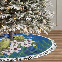 New Zealand Kakapo Christmas Tree Skirt Owl Parrot Santa Sliver Fern Manuka - Blue - Polynesian Pride
