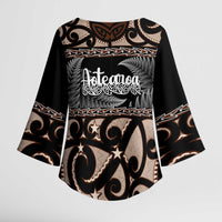 Kia Ora New Zealand Kimono Sleeve Blouse Aotearoa Proud Maori Silver Fern - Polynesian Pride