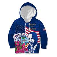 Guam Martin Luther King Jr Day Kid Hoodie I Have A Dream Guahan Seal With Bougainvillea LT14 Hoodie Blue - Polynesian Pride
