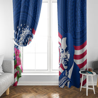 Guam Martin Luther King Jr Day Window Curtain I Have A Dream Guahan Seal With Bougainvillea LT14 - Polynesian Pride
