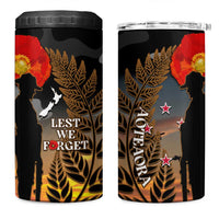 New Zealand ANZAC Day 4 in 1 Can Cooler Tumbler Lest We Forget Silver Fern With Camouflage LT14 One Size: 16 oz Black - Polynesian Pride