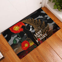 New Zealand ANZAC Day Rubber Doormat Lest We Forget Silver Fern With Camouflage LT14 Black - Polynesian Pride