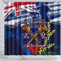 Australia And New Zealand ANZAC Day Shower Curtain Lest We Forget Silver Fern With Golden Wattle LT14 - Polynesian Pride